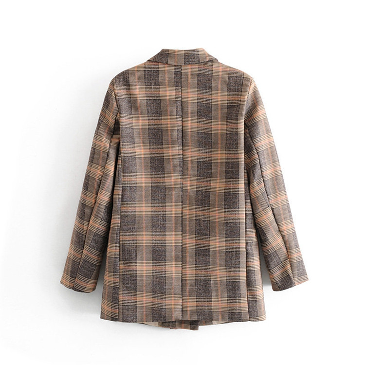 Geaca de dama lunga in carouri cu nasturi