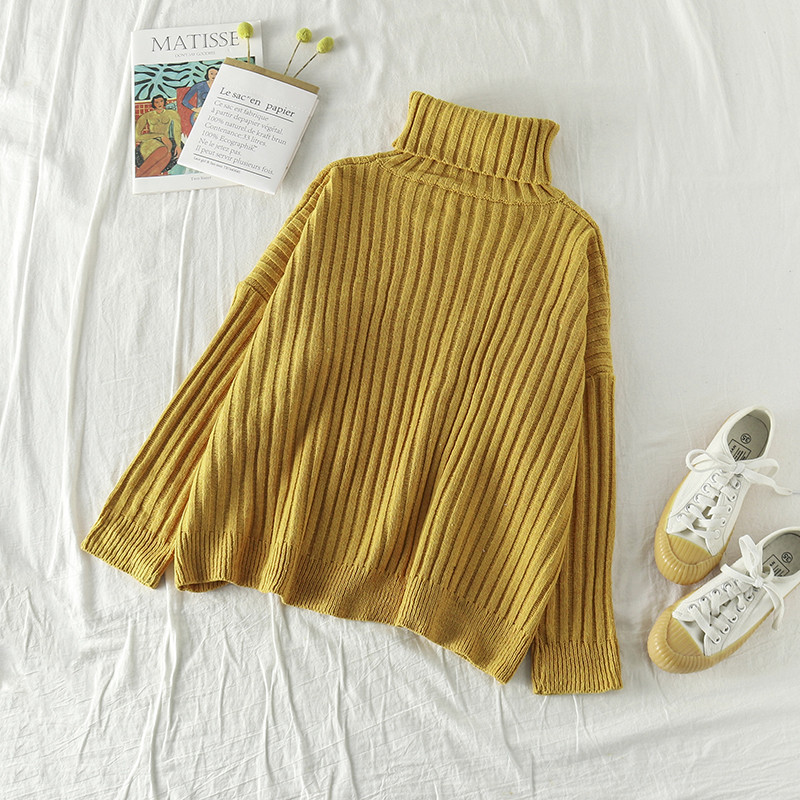 Γυναικείο πουλόβερ με ψηλό γιακά σε διάφορα χρώματα