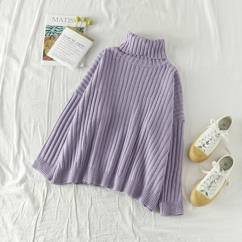 Γυναικείο πουλόβερ με ψηλό γιακά σε διάφορα χρώματα