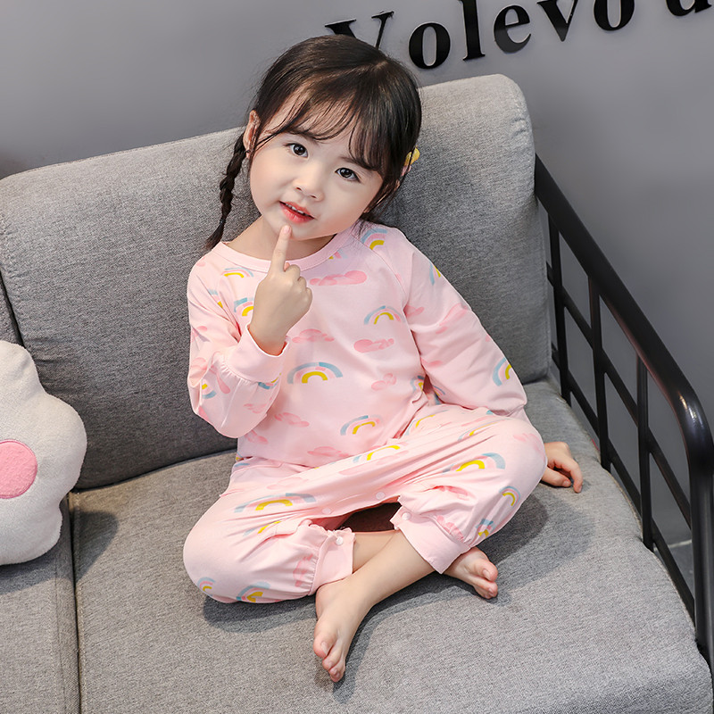 Pijamale pentru fete pentru copii in roz si alb cu buzunar