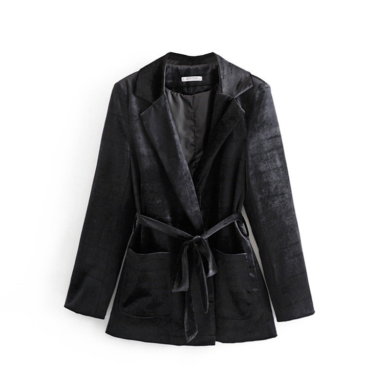 Szűk női bársony kabát fekete és zöld színben