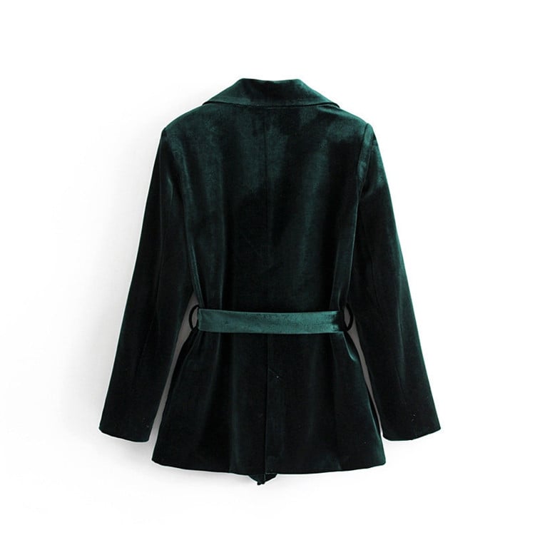 Szűk női bársony kabát fekete és zöld színben