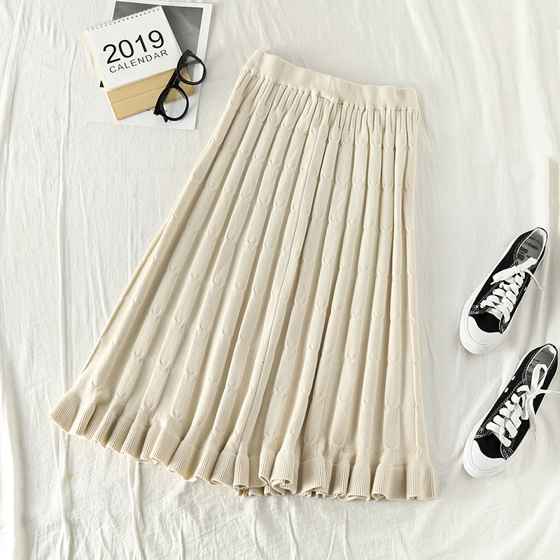 Γυναικεία φούστα με ψηλή μέση σε  μπεζ  και μαύρο χρώμα