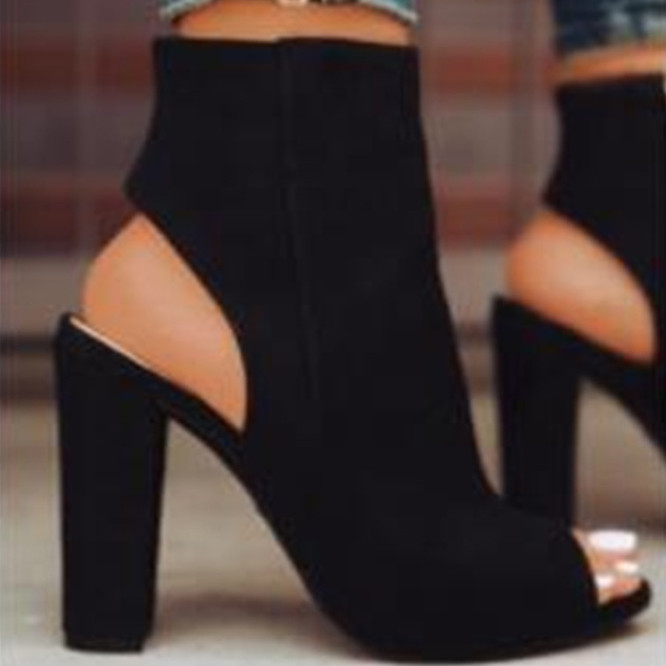 Modern női cipő vastag sarkú cipzárral több színben