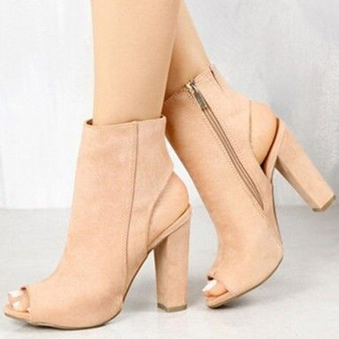 Modern női cipő vastag sarkú cipzárral több színben