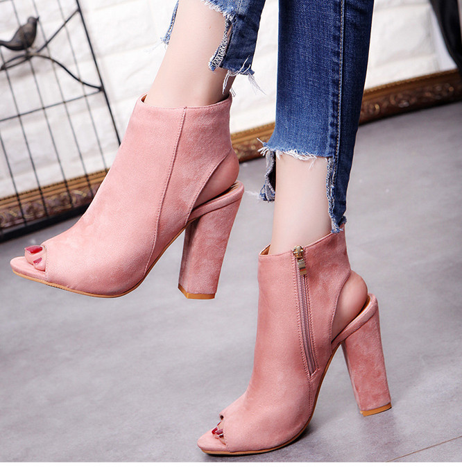 Modern női cipő vastag sarkú cipzárral több színben