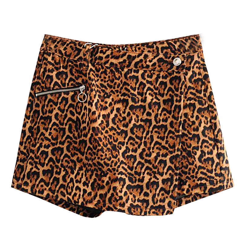 Pantaloni scurți de damă cu talie înaltă și model animal