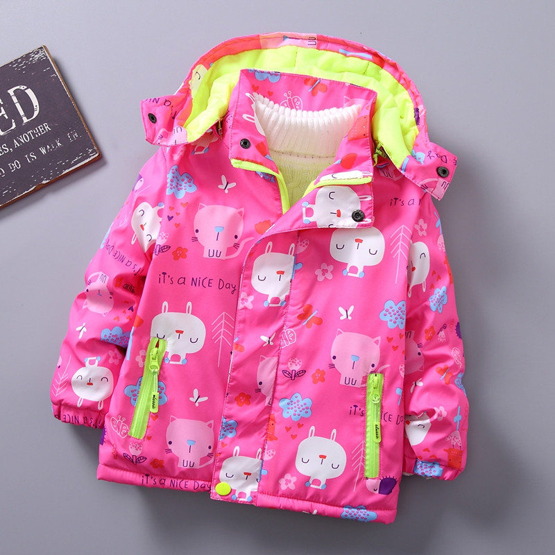 Jachetă modernă pentru copii pentru fete cu glugă în culoarea roz