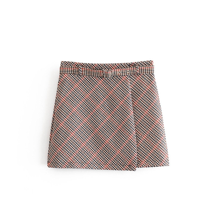 Rövid kockás női szoknya övvel - két színben