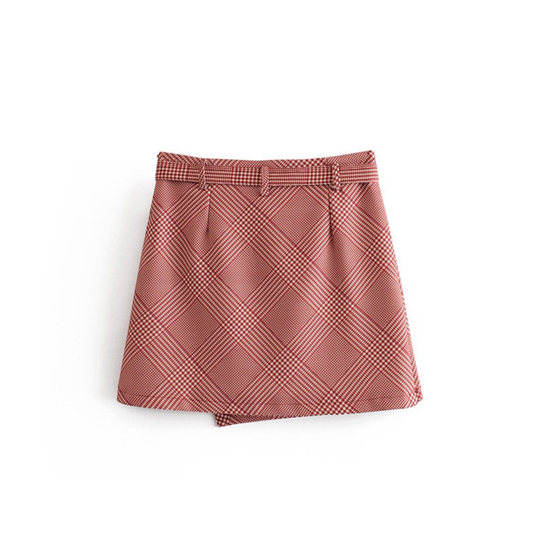 Rövid kockás női szoknya övvel - két színben