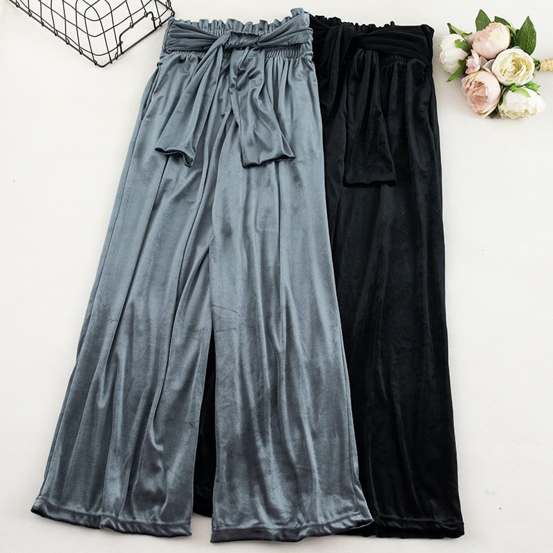Модерен дамски панталон от кадифе в два цвята