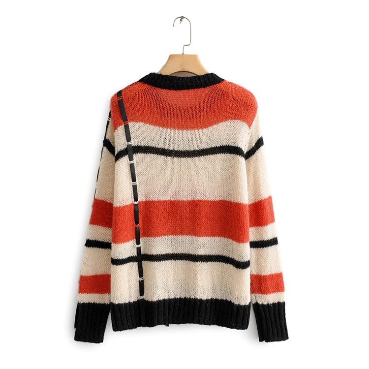 Λεπτό ριγέ πουλόβερ σε τρία χρώματα