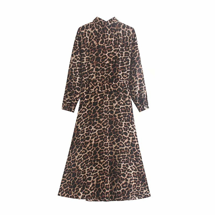 Rochie lunga de dama cu imprimeu animal si cravate