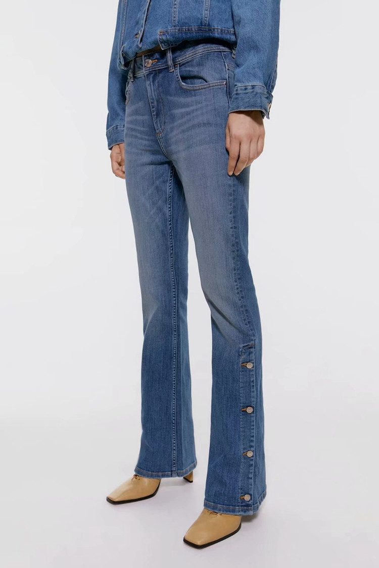 Blugi moderni de dama Charleston cu nasturi laterali