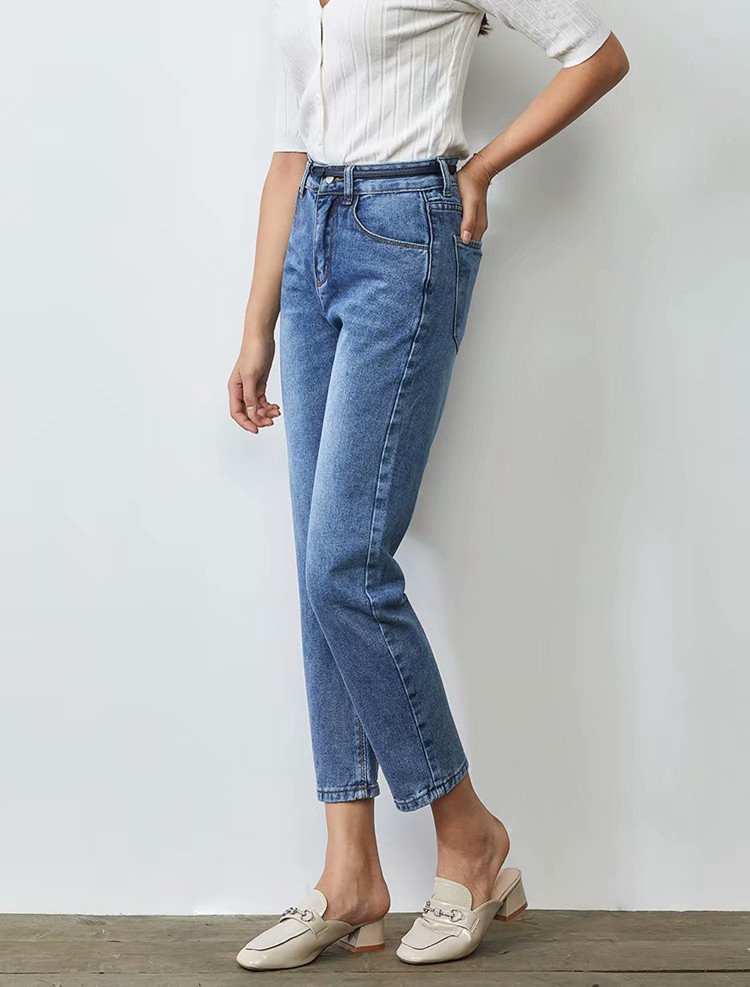 Női farmer kék színben - egyenes modell 7/8 hosszúsággal