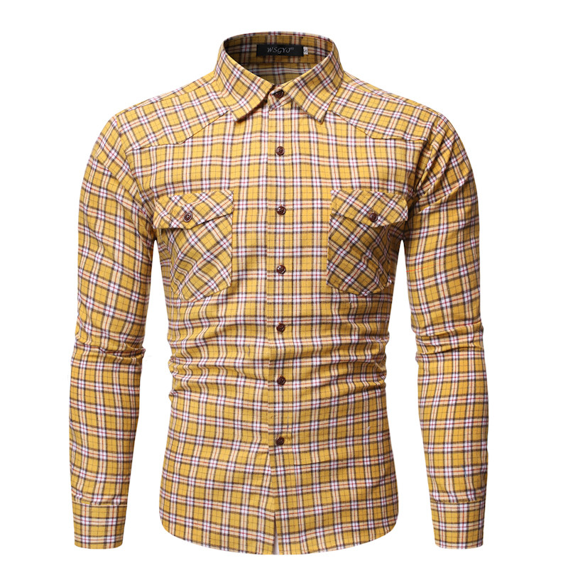 Modern férfi kockás ing gombokkal, két színben