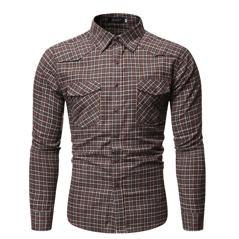 Modern férfi kockás ing gombokkal, két színben