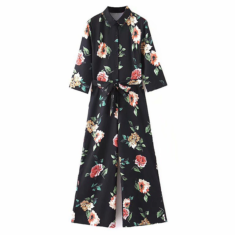 Γυναικείες ολοσωμες φόρμες με μακριά μανίκια και λουλουδάτο τύπωμα