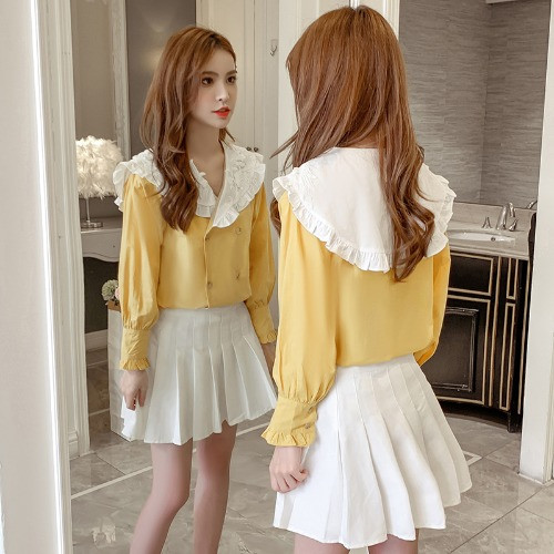 Cămașă de damă elegantă cu nasturi și broderie în trei culori