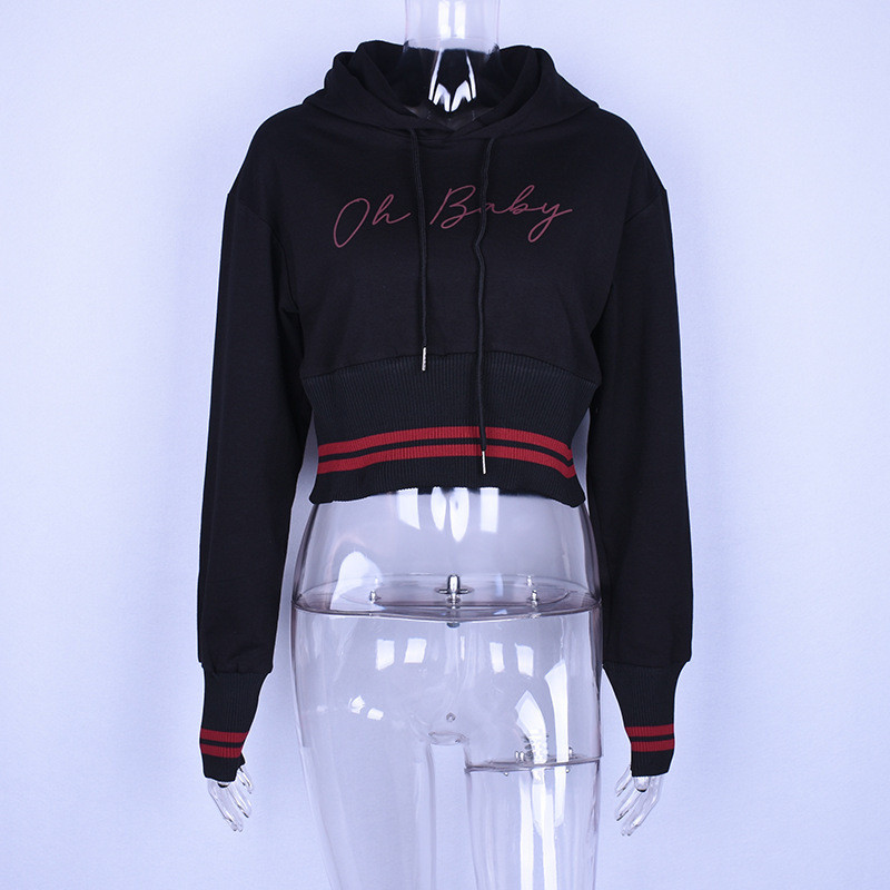 Hanorac de damă modern cu glugă și cravate în alb și negru