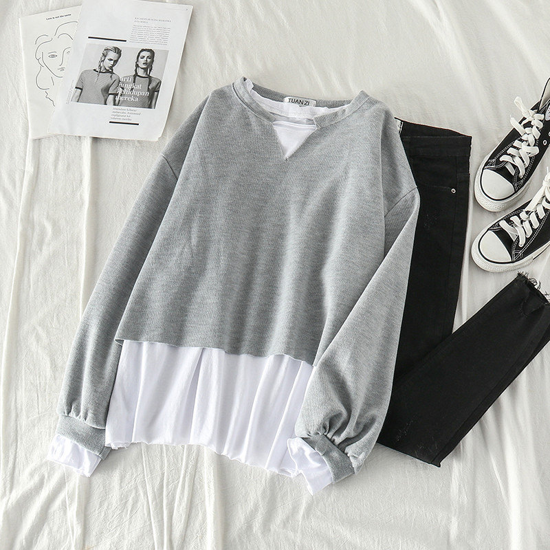 Γυναικείο πουλόβερ με μακριά μανίκια σε δύο χρώματα