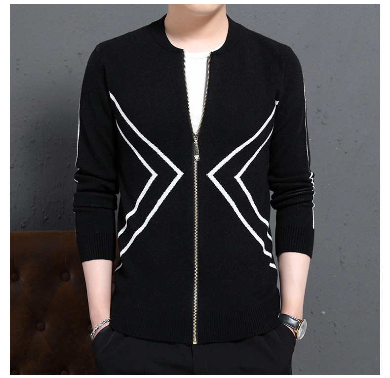 Geaca de toamna pentru barbati cu fermoar de culoare neagra