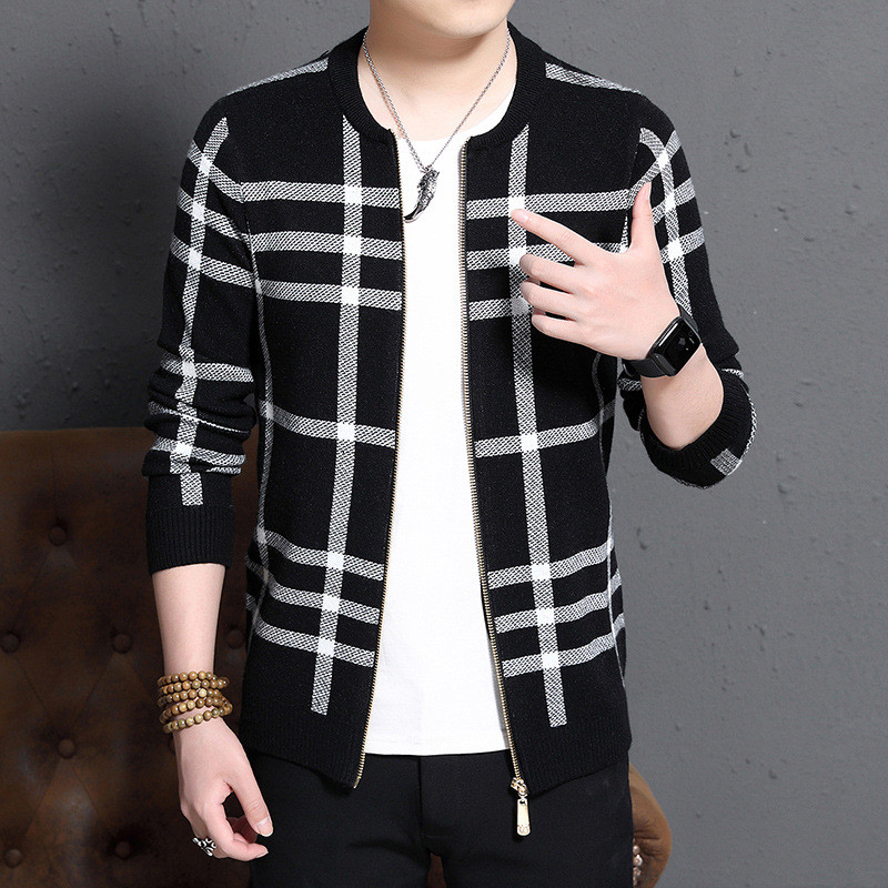 Geaca de toamna pentru barbati cu fermoar de culoare neagra