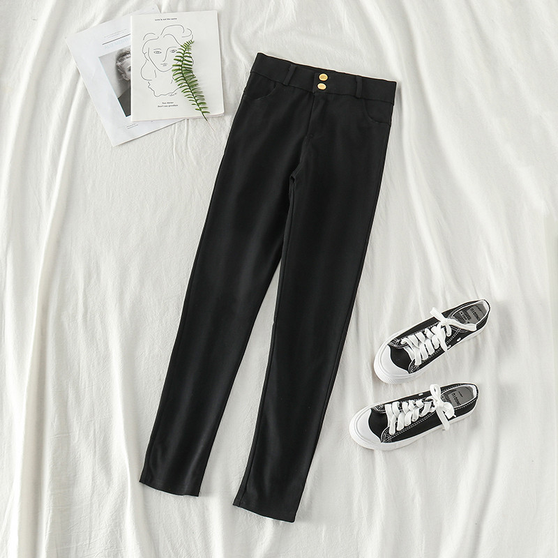 Pantaloni moderni de dama cu talie inalta in negru