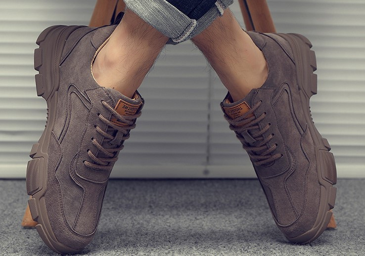 Ανδρικά πάνινα παπούτσια οικολογικής σουέτας  με δεσμούς σε τρία χρώματα