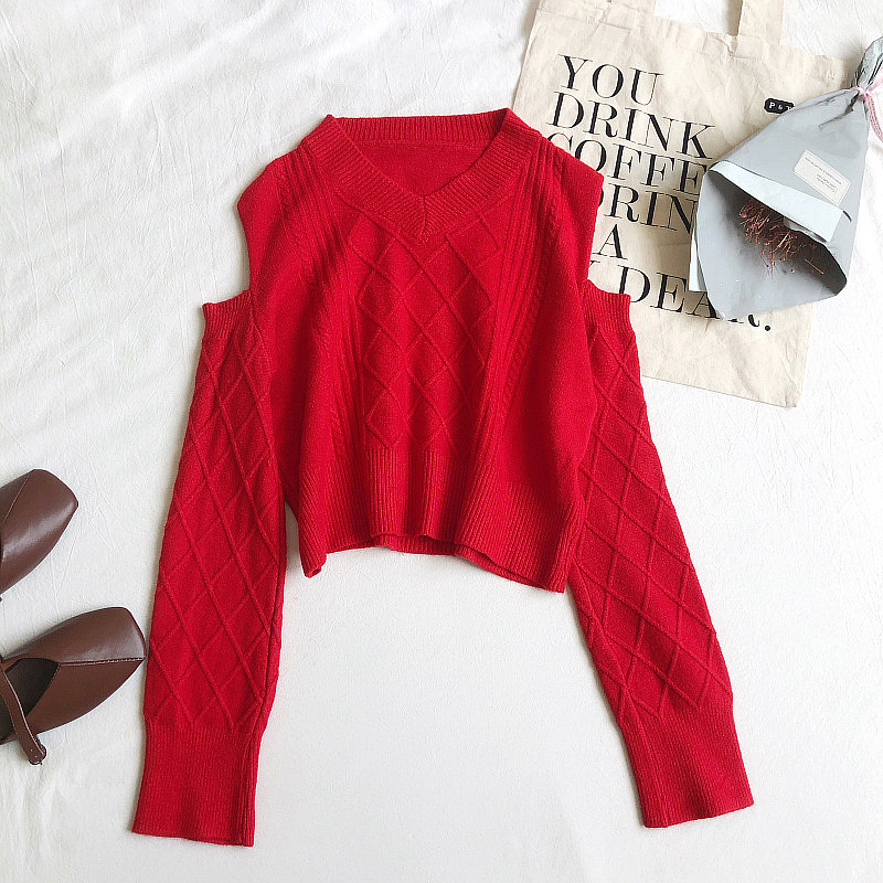 Bluza de dama in mai multe culori cu umerii goi si decolteu in V