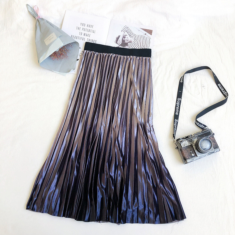 Fusta de dama plisata cu talie elastica in mai multe culori