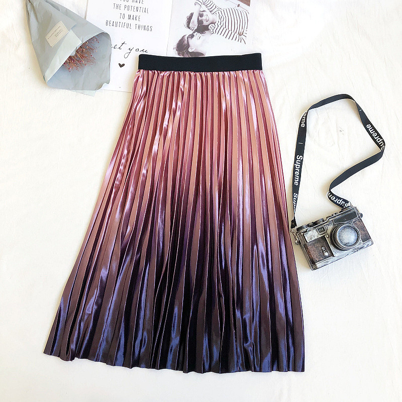 Fusta de dama plisata cu talie elastica in mai multe culori