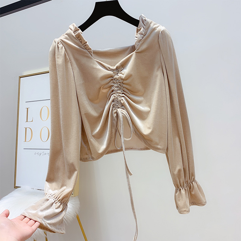 Női modern bársonyblúz három színben