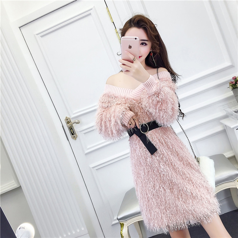 Μοντέρνο γυναικείο φόρεμα με κρόσσια σε τρία χρώματα