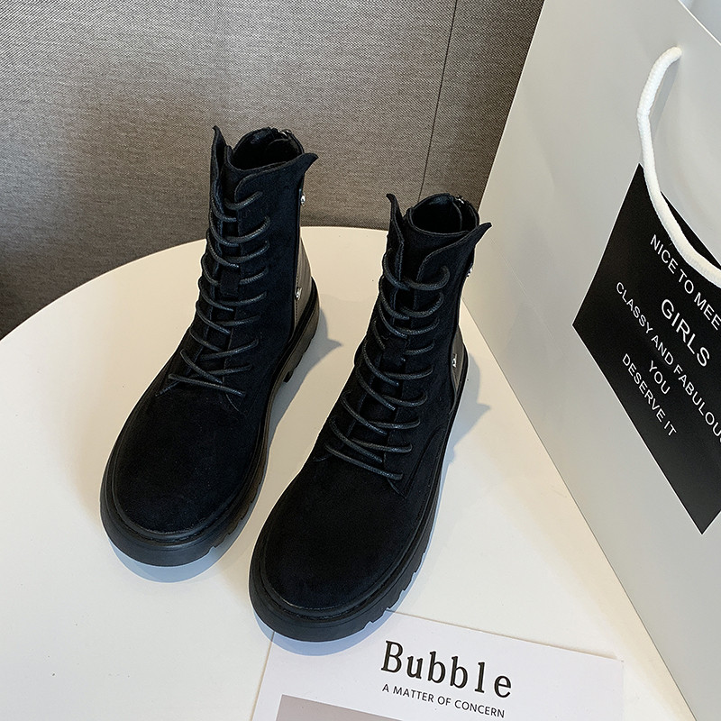 Cizme casual de dama de culoare neagra cu sireturi