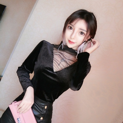 Bluza de dama din catifea si tul in doua culori