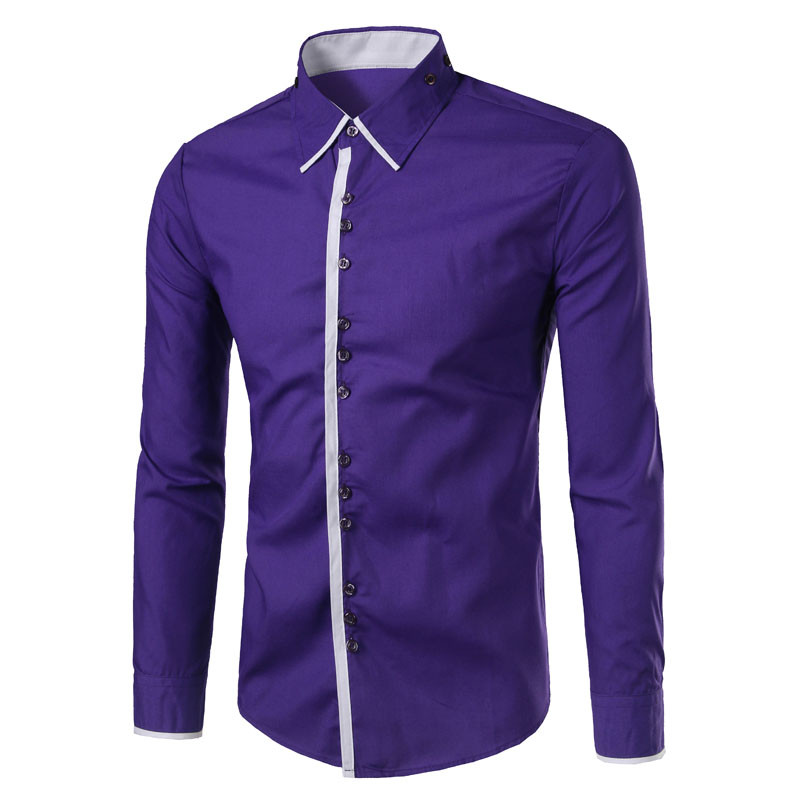 Cămașă elegantă pentru bărbați cu mâneci lungi și guler clasic în mai multe culori
