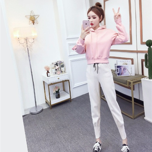 Set hanorac si pantaloni dama in doua culori