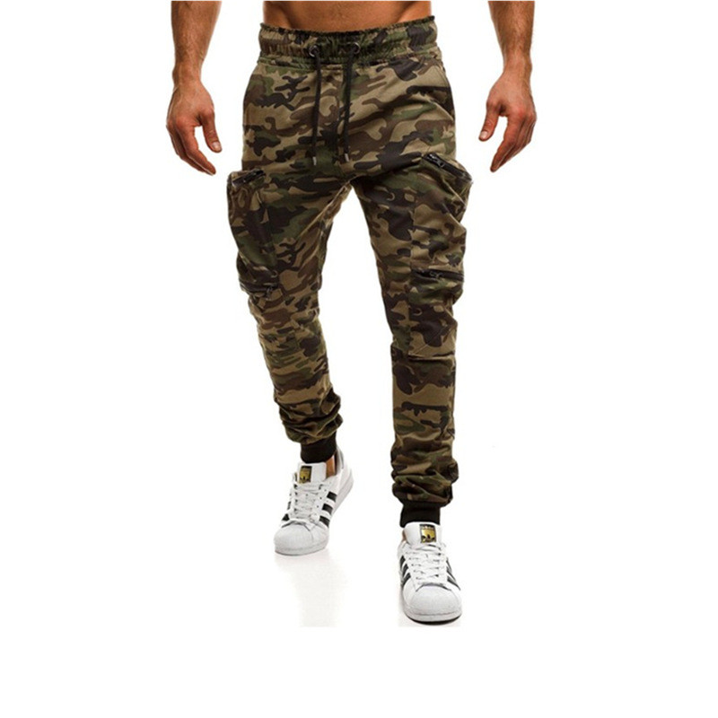 Pantaloni casual barbatesti de camuflaj cu cravate in mai multe culori