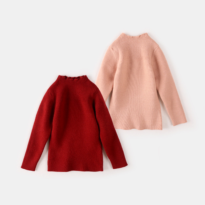Модерен детски пуловер с ниска яка за момичета в няколко цвята