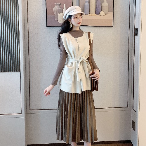 Női blúz szoknya és mellény készlet - két színben