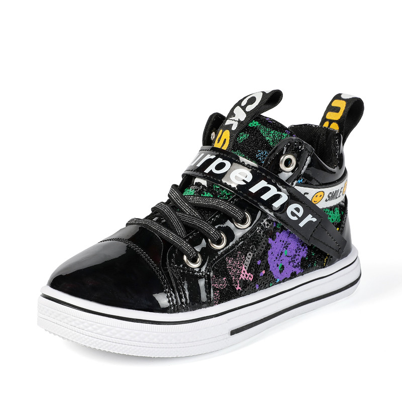 Tenisi moderni pentru copii in trei culori cu inscriptii pentru fete