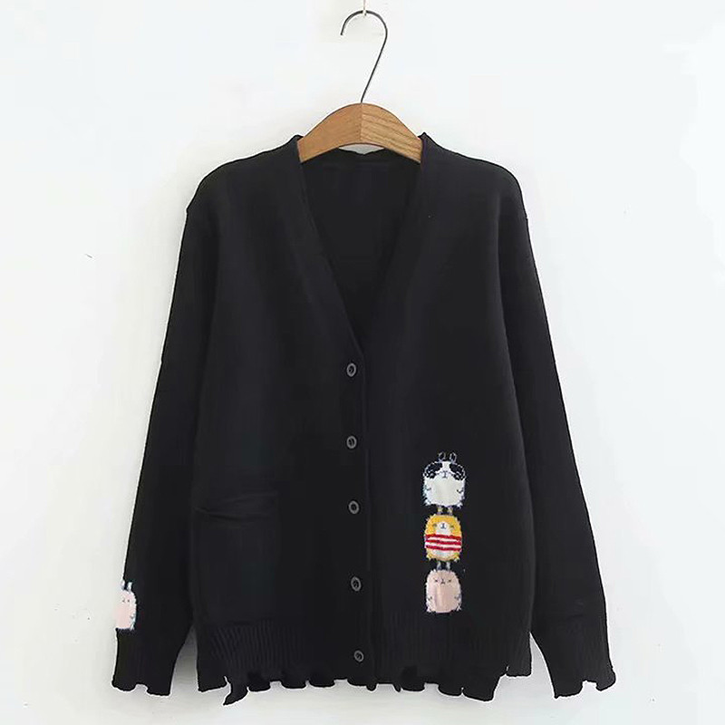 Női alkalmi kardigán színes hímzéssel és gombokkal