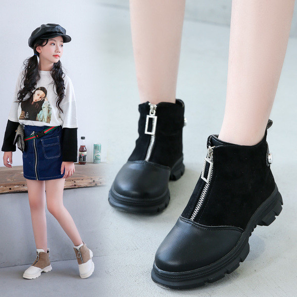 Cizme de copii actuale pentru fete in trei culori cu fermoar