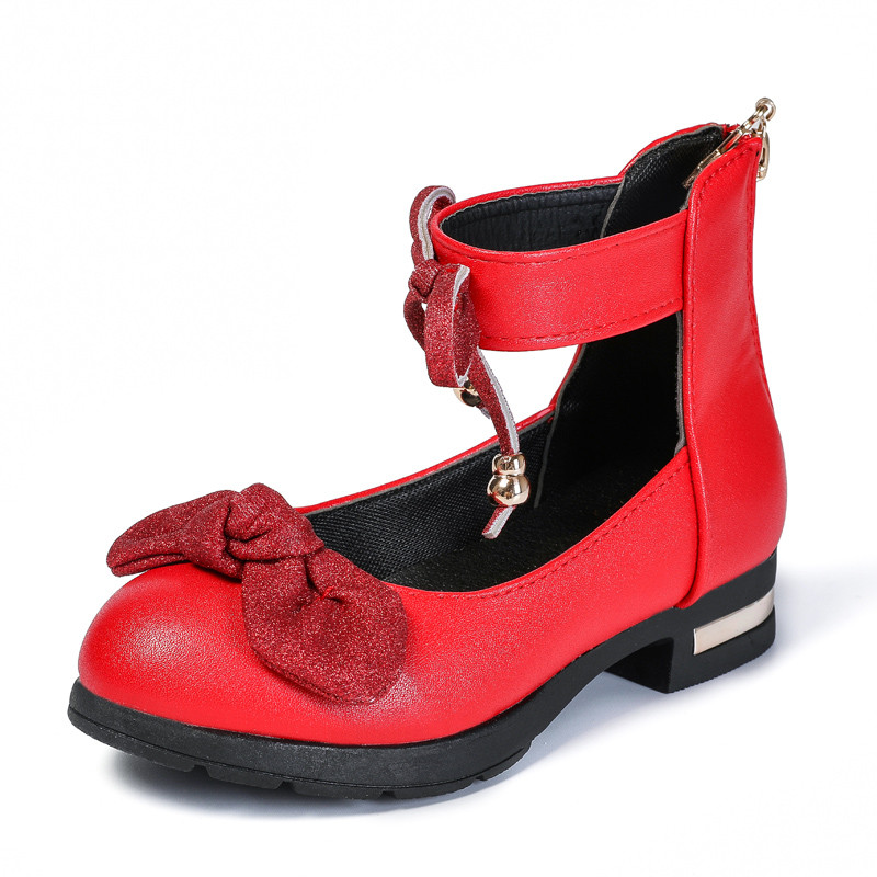 Pantofi actuali pentru copii in trei culori cu panglica si fermoar