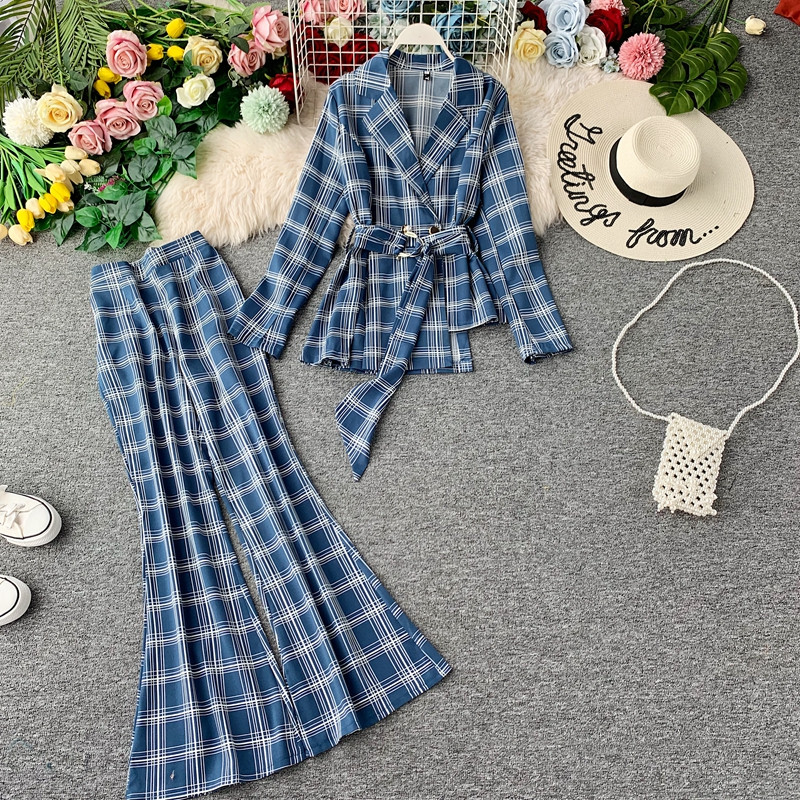 Set elegant de damă în carouri în diferite culori