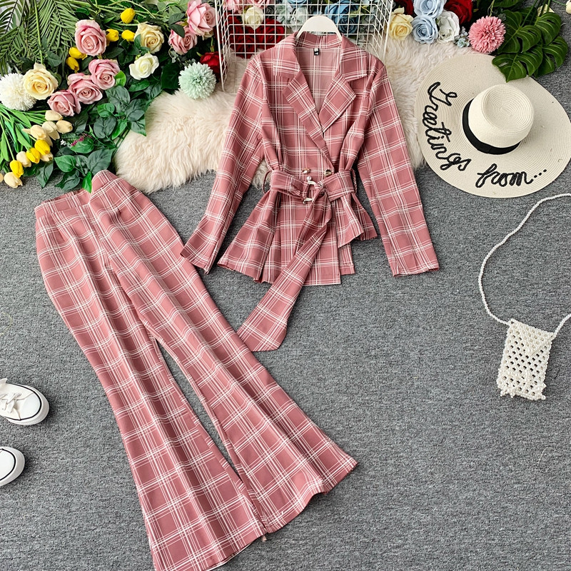 Set elegant de damă în carouri în diferite culori