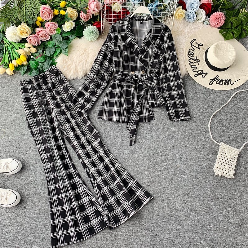 Set elegant de damă în carouri în diferite culori