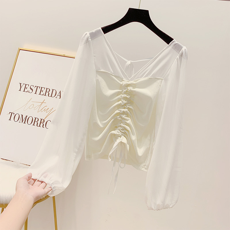 Bluza de dama cu cravate si decolteu spitz in patru culori