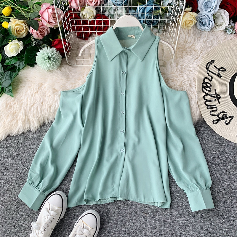 Cămașă modernă de damă cu umerii goi în diferite culori